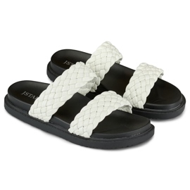 Chaussons tressés noir et blanc femme blanche 1