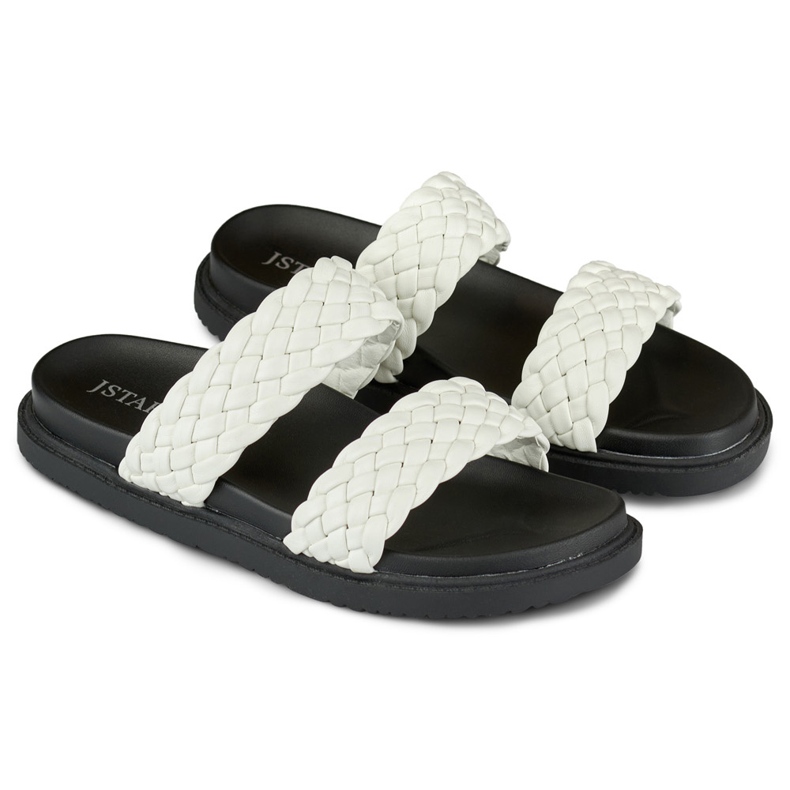 Chaussons tressés noir et blanc femme 1