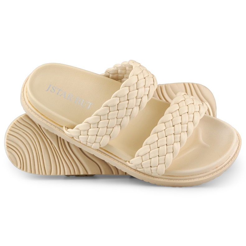 Chaussons tressés beige femme 1