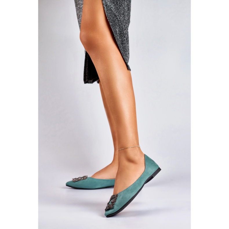 Ballerines élégantes pour femmes avec décoration vert 2