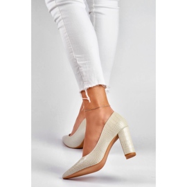 Escarpins lumineux sur un poteau en éco-cuir gris 1 Escarpins lumineux sur un poteau en éco-cuir gris 1