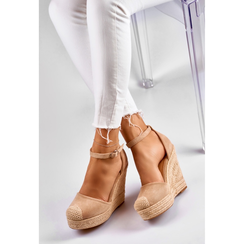 Espadrilles compensées beige clair femme 2