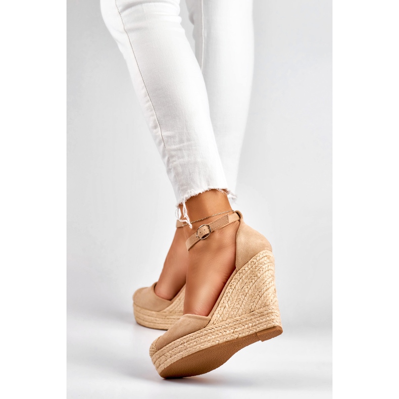 Espadrilles compensées beige clair femme 1