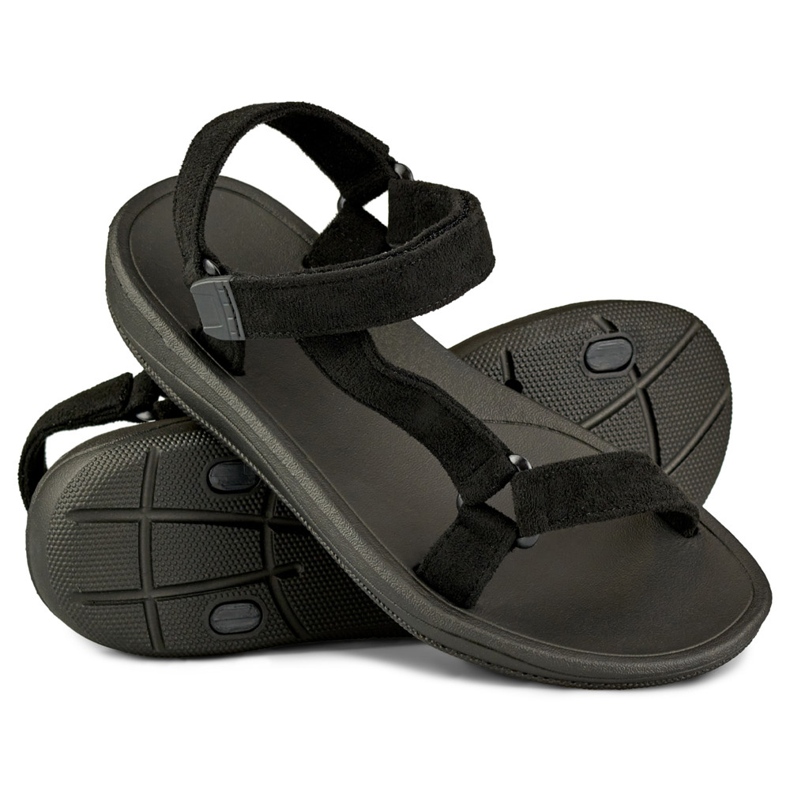 Sandales noires pour femmes avec velcro le noir 1 Sandales noires pour femmes avec velcro le noir 1