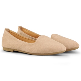 Chaussures plates en daim beige 2