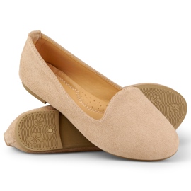 Chaussures plates en daim beige 3