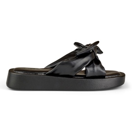 Pantoufles noires pour femmes en éco-cuir 2