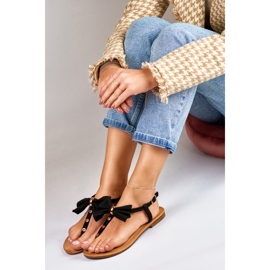 Sandales noires pour femmes avec un nœud le noir 2
