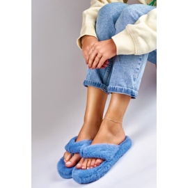 Tongs bleu fourrure 4