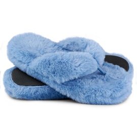Tongs bleu fourrure 1