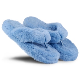 Tongs bleu fourrure 2