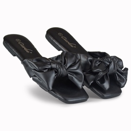 Claquettes noires à nœud Isanna le noir 1