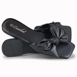 Claquettes noires à nœud Isanna le noir 2