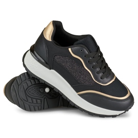 Baskets brillantes noires pour femme le noir 1