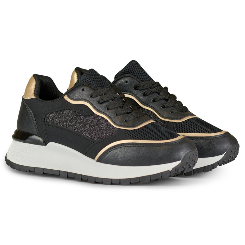 Baskets brillantes noires pour femme 2