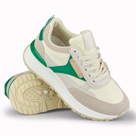 Baskets confortables beiges et vertes pour femmes 1