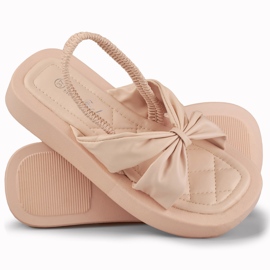 Sandales poudrées à bande élastique de Sisi beige 1