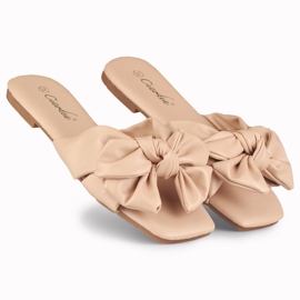 Claquettes beiges à nœud Isanna 1