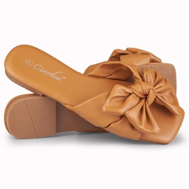 Chaussons nœud caramel Isanna brun 1