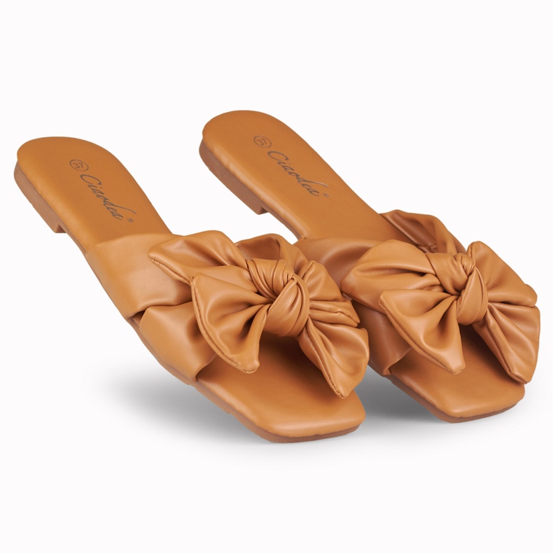 Chaussons nœud caramel Isanna brun 2
