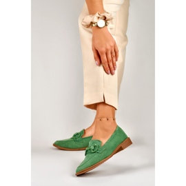 Chaussures femme en daim vert 5