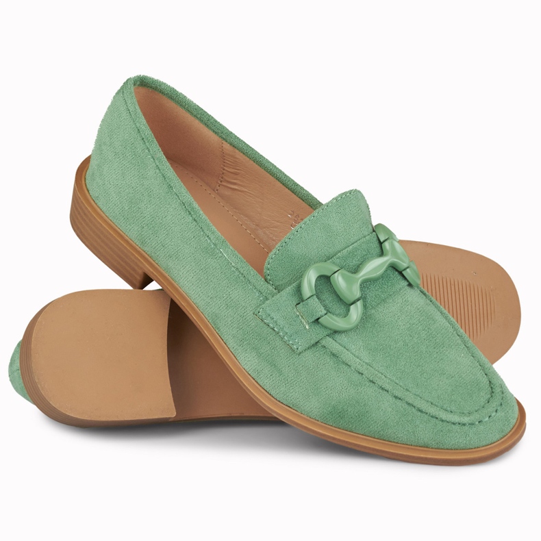 Chaussures femme en daim vert 1