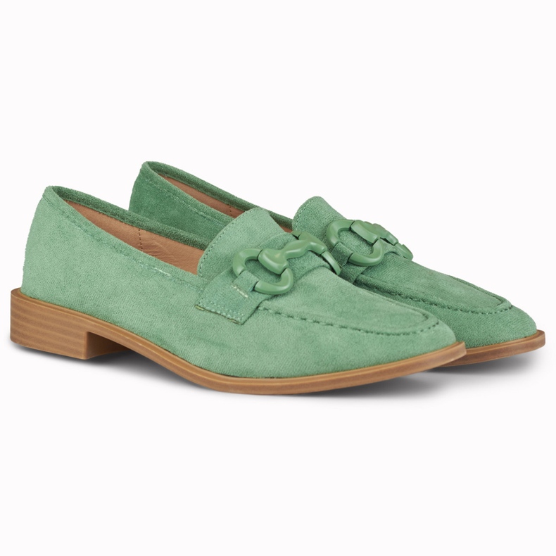 Chaussures femme en daim vert 2