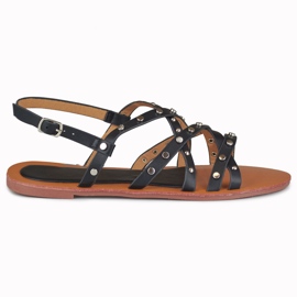 Sandales noires pour femmes avec décorations en métal le noir 2