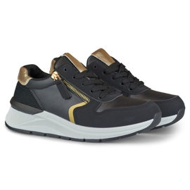 Chaussures de sport pour femmes noires avec une fermeture éclair dorée le noir 2