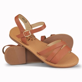 Sandales plates femme Violet marron brun 1