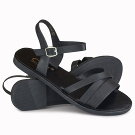 Sandales noires plates femme Violet le noir 1
