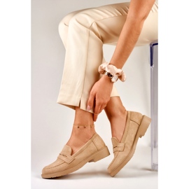 Chaussures femme en daim classique beige 4