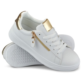 Chaussures de sport pour femmes avec une fermeture éclair dorée blanche 1
