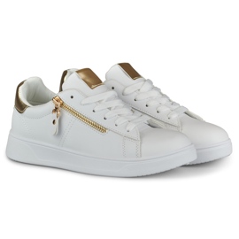 Chaussures de sport pour femmes avec une fermeture éclair dorée blanche 2