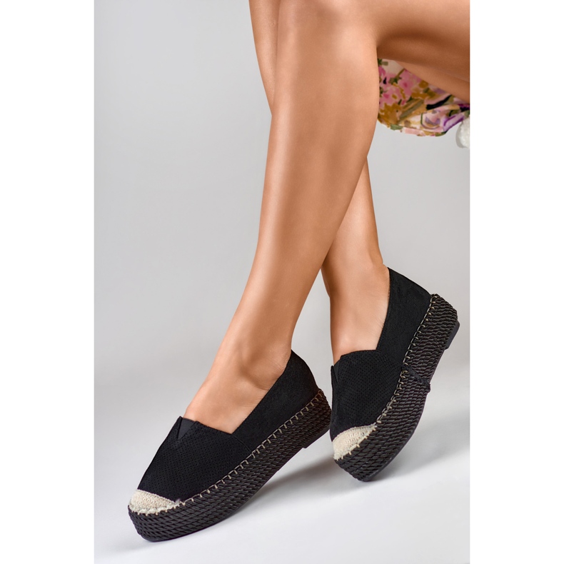 Espadrilles à plateforme en daim noir 2
