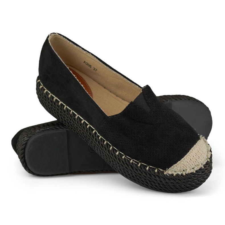 Espadrilles à plateforme en daim noir 1