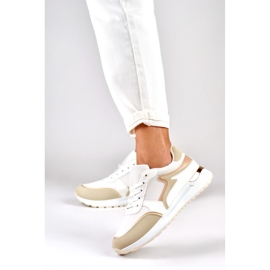 Baskets femme avec un ajout doré beige 3