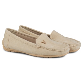 Mocassins en daim beige pour femme 1