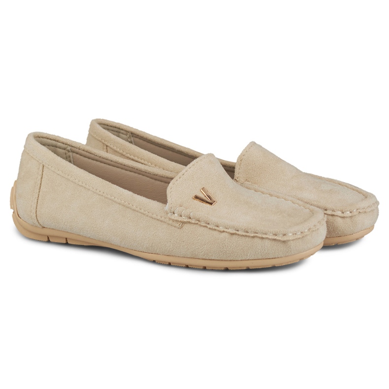Mocassins en daim beige pour femme 1