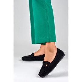 Mocassins femme en daim noir le noir 3