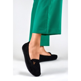 Mocassins femme en daim noir le noir 4