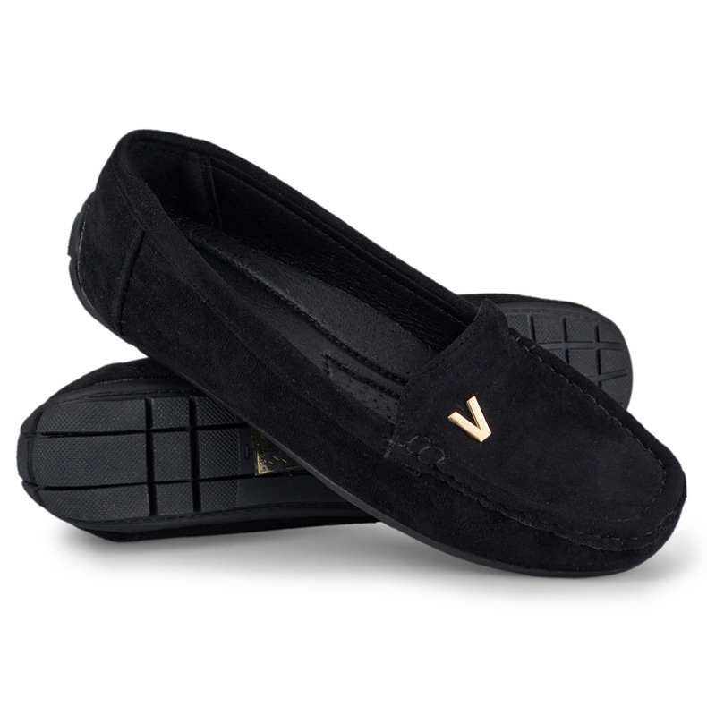 Mocassins femme en daim noir le noir 1