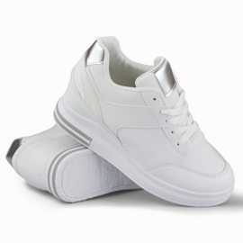 Baskets compensées blanches femme 1