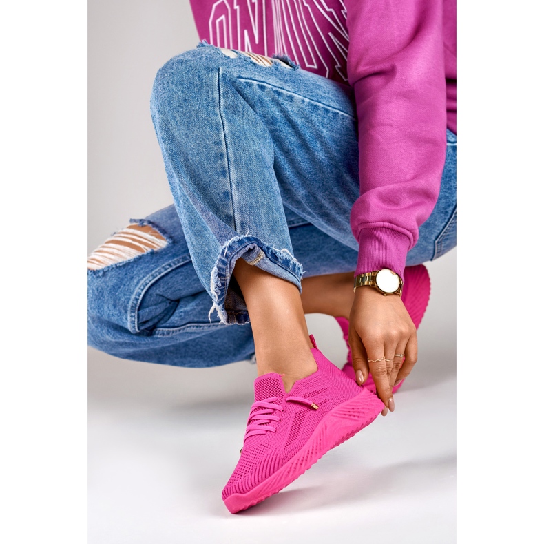 Chaussures de sport pour femmes élastiques fuchsia rose 1