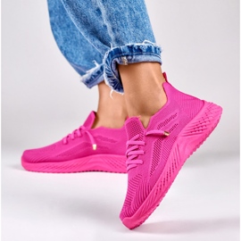 Chaussures de sport pour femmes élastiques fuchsia rose 2