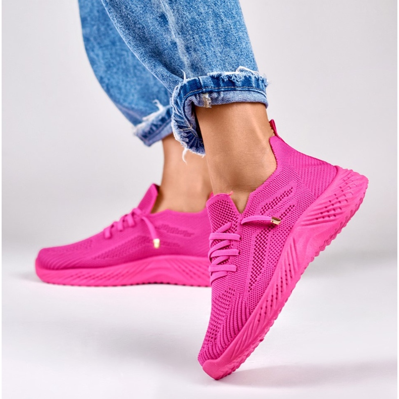 Chaussures de sport pour femmes élastiques fuchsia rose 2