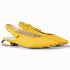 Escarpins femme à talon bas et élégant jaune 1