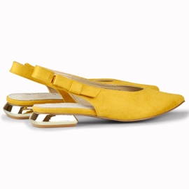 Escarpins femme à talon bas et élégant jaune 5
