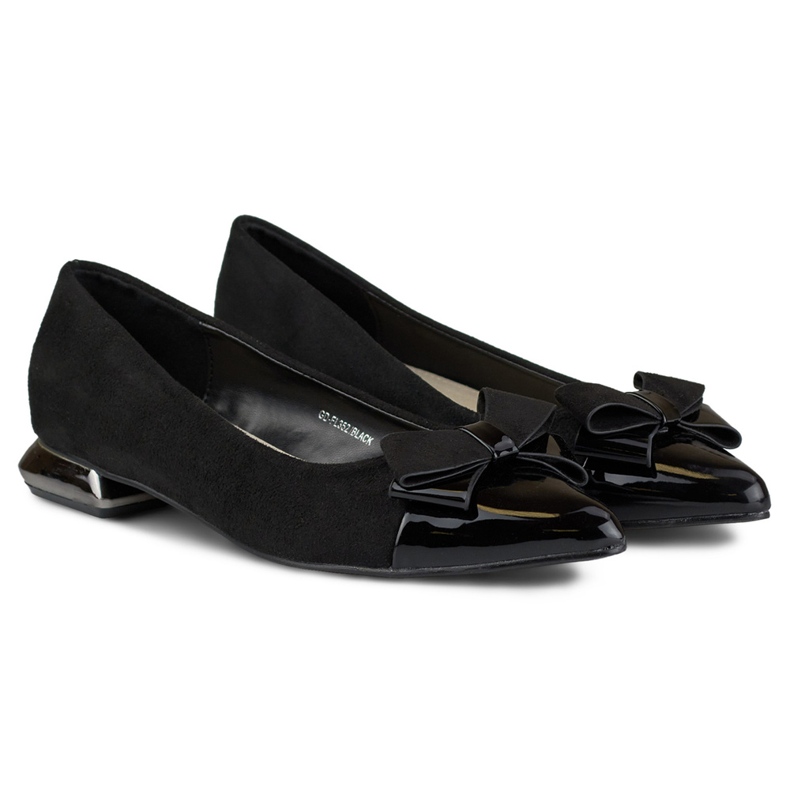 Escarpins à nœud sur petit talon argenté noir 2