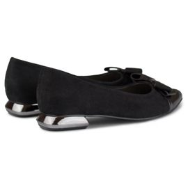 Escarpins à nœud sur petit talon argenté noir 1